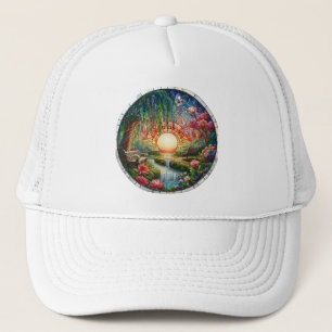 Enchanted Park Stained Glass Mosaic Trucker Hat
