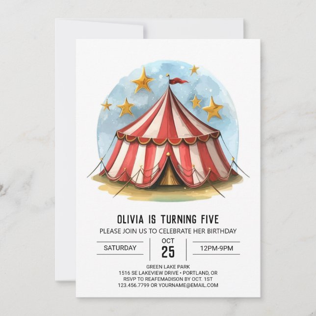 Enchanted Pastel Carnival Circus Birthday Invitation (Front)