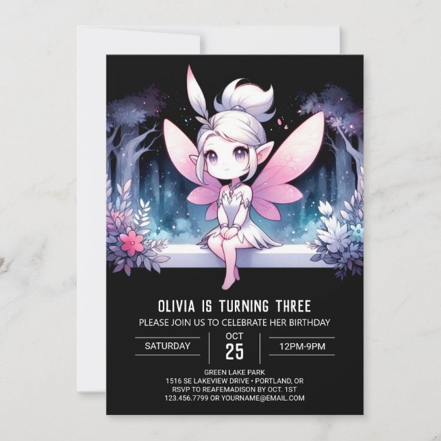 Enchanted Pastel Fairy Birthday Invitation (Front)