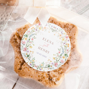 Enchanted Pastel Wildflower Garden Wedding Favours Classic Round Sticker