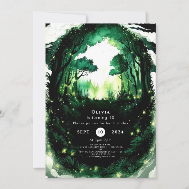 Enchanted Pastel Woodland Birthday Invitation (Front)