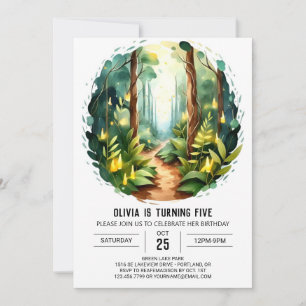 Enchanted Pine Forest Woodland Birthday Invitation