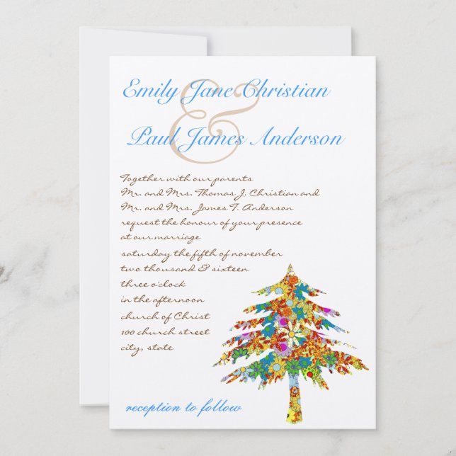 Enchanted Pine Tree Forest Wedding Invitation (Front)
