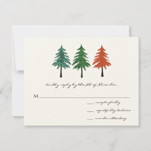 Enchanted Pine Tree Forest Wedding RSVP Card