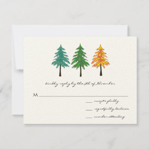 Enchanted Pine Tree Forest Wedding RSVP Card