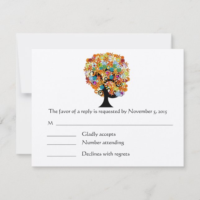 Enchanted Pine Tree Forest Wedding RSVP Card (Front)