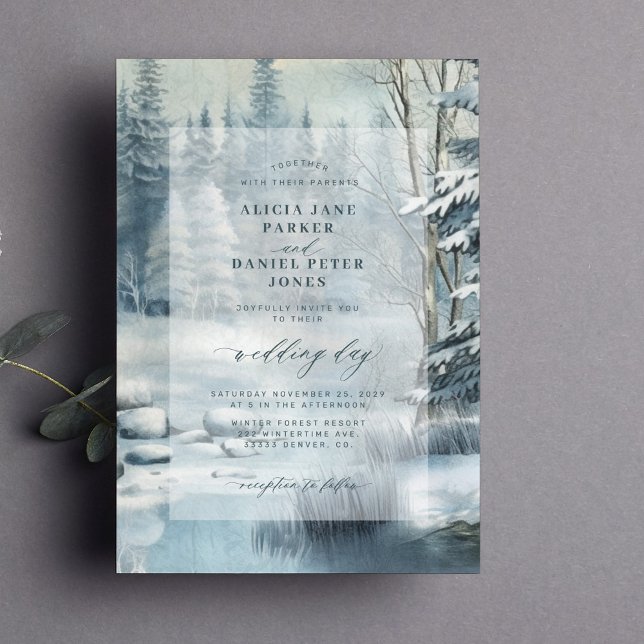 Enchanted pine trees forest rustic winter wedding invitation (Creator Uploaded)