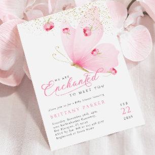 Enchanted Pink Butterfly Baby Shower Invitation
