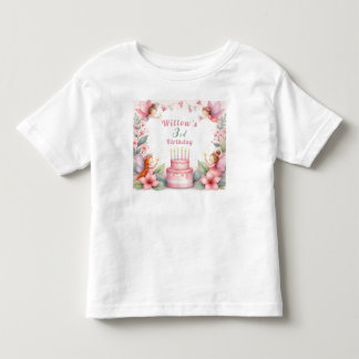 Enchanted Pink Fairy garden - Birthday Toddler T-Shirt
