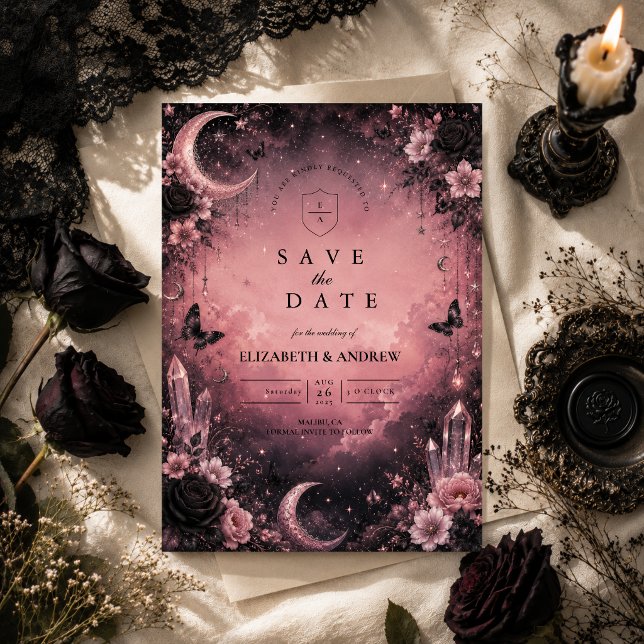 Enchanted Pink Goth Wedding Save The Date (Creator Uploaded)