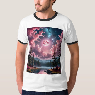 Enchanted Pink Moon Forest Tshirt Design