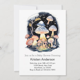 Enchanted Pink Mushroom Adventure Girl Baby Shower Invitation