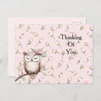 Enchanted Pink Roses Floral Owl Thinking of you