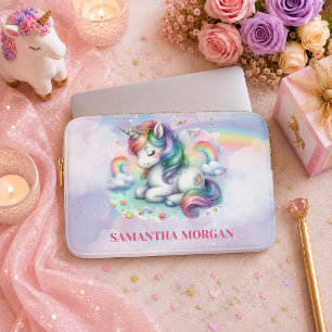 Enchanted Pink Unicorn Girl Birthday Laptop Case