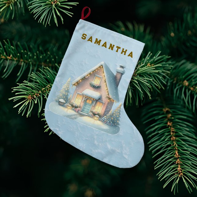 Enchanted Pink Winter Village Stocking  (Creator Uploaded)