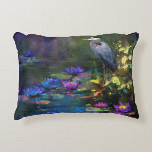 Enchanted Pond Water Lily Nature Watercolor Decorative Cushion