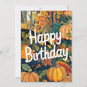 Enchanted Pretty Cosy Autumn Fall Happy Birthday Card