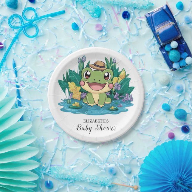 Enchanted Pretty Frog Baby Shower Paper Plate (Party)