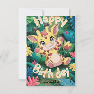 Enchanted Pretty Giraffe Birthday Card