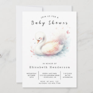 Enchanted Printable Swan Baby Shower Invitation