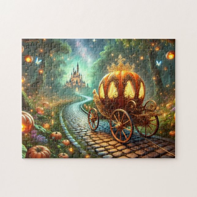 Enchanted Pumpkin Carriage Forest Path Jigsaw Puzzle (Horizontal)