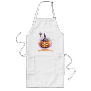 Enchanted Pumpkin Patch – Cute Jack-o’-Lantern Long Apron