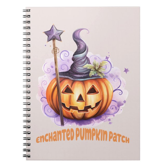 Enchanted Pumpkin Patch – Cute Jack-o’-Lantern Notebook (Front)