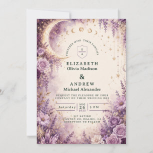Enchanted Purple Celestial Wedding Invitation