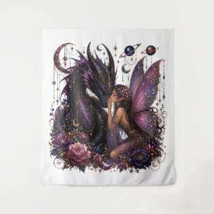 Enchanted Purple Dragon Goddess Tapestry