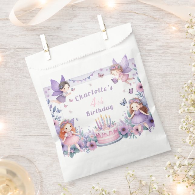 Enchanted Purple Fairy garden - Birthday  Favour Bags (Clipped)