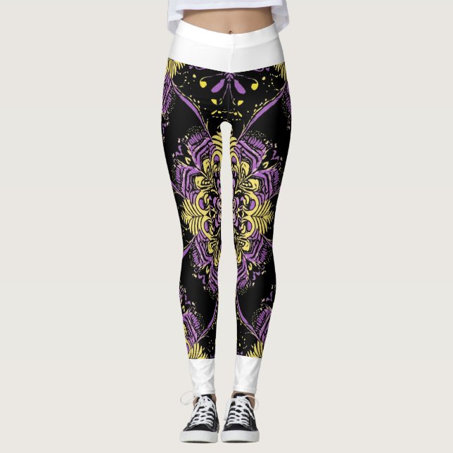 Enchanted Purple Gold Mandala Leggings (Front)