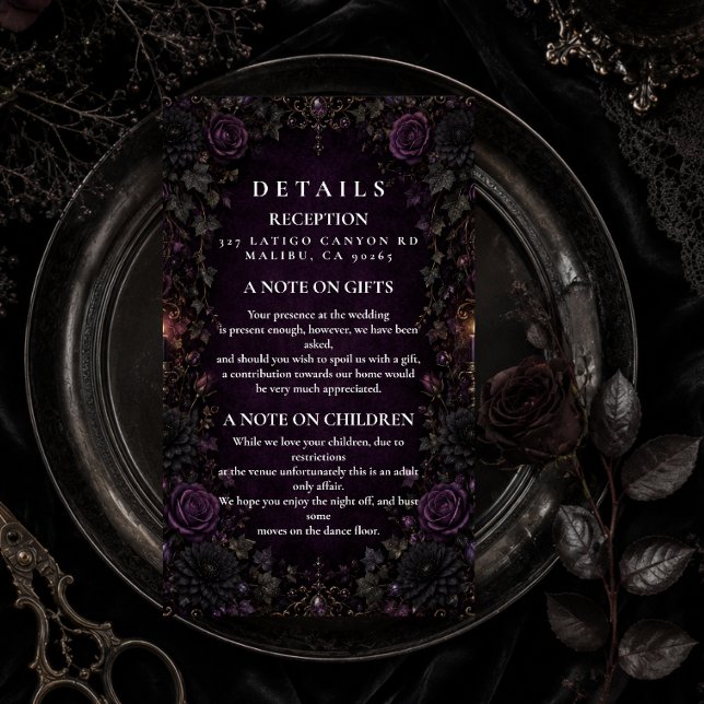 Enchanted Purple Goth Wedding Enclosure Card (Creator Uploaded)