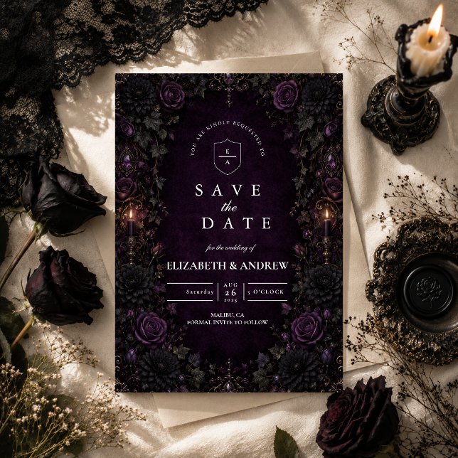 Enchanted Purple Goth Wedding Save The Date (Creator Uploaded)