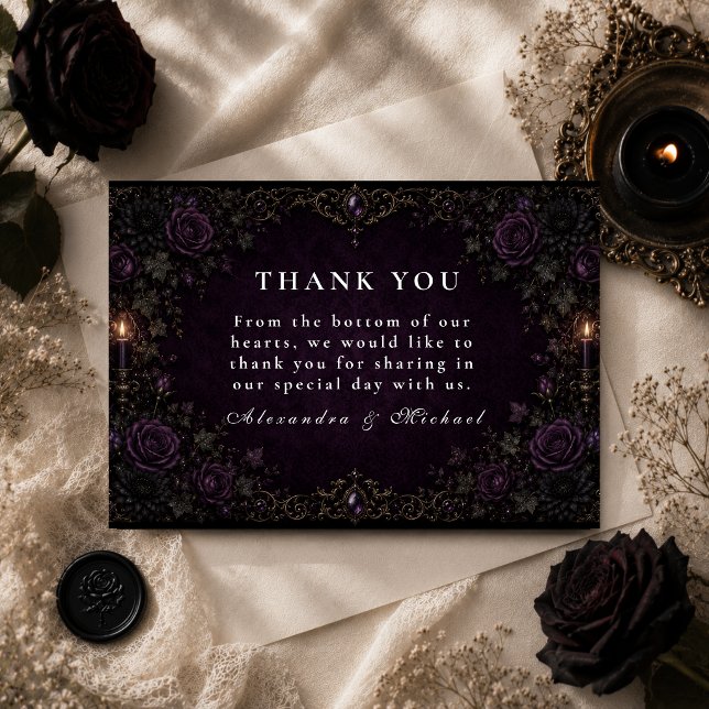Enchanted Purple Goth Wedding Thank You Card (Creator Uploaded)