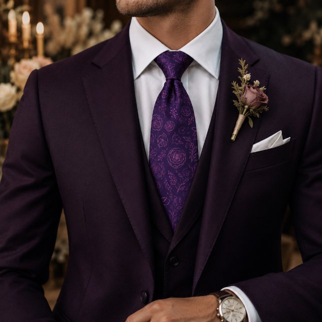 Enchanted Purple Rose Garden Tie (Creator Uploaded)