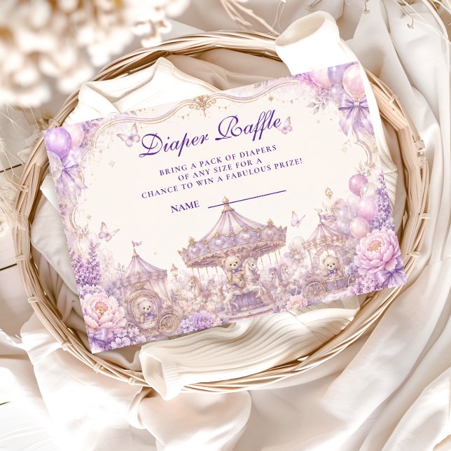 Enchanted Purple Teddy Bear Diaper Raffle Enclosure Card (Creator Uploaded)