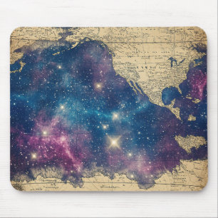 Enchanted Purple Vintage Star Chart Map Mouse Pad