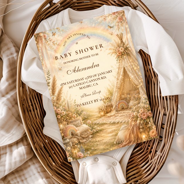 Enchanted Rainbow Boho Baby Shower Invitation (Creator Uploaded)