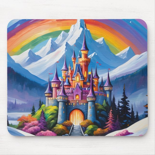 Enchanted rainbow castle mouse pad (Front)