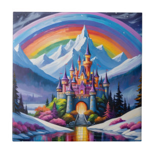 Enchanted rainbow castle tile