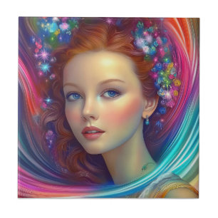 Enchanted Rainbow Hair Portrait Tile