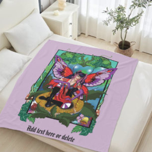 Enchanted Rebel Fairy Purple Red Gothic Fleece Blanket
