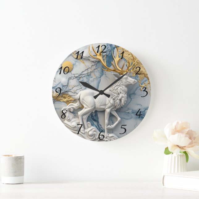 Enchanted Reindeer Holiday Display Large Clock (Home)