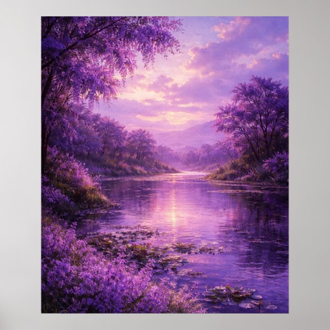 Enchanted River Beneath Purple Sky Poster (Front)