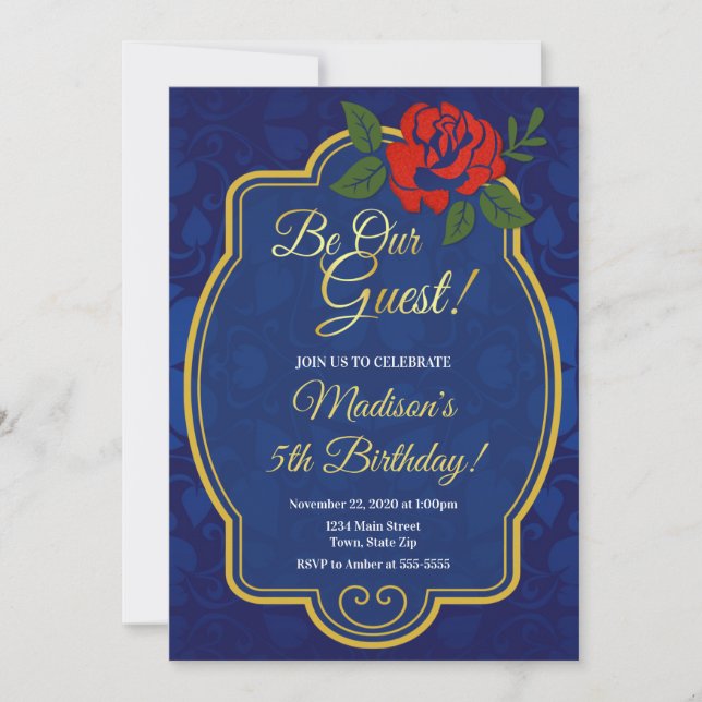 Enchanted Rose Fairytale Birthday Invitation (Front)