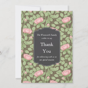 Enchanted Rose Garden Brown Thank You Card