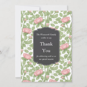 Enchanted Rose Garden White Thank You Card