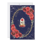 Enchanted Rose Quinceañera Navy Red Gold Birthday