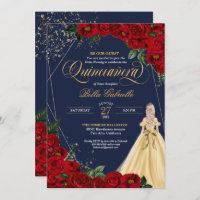 Enchanted Rose Red & Gold Fairytale Quinceañera