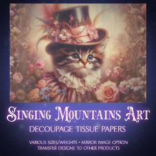 Enchanted Roses and Victorian Cat Decoupage Tissue Paper